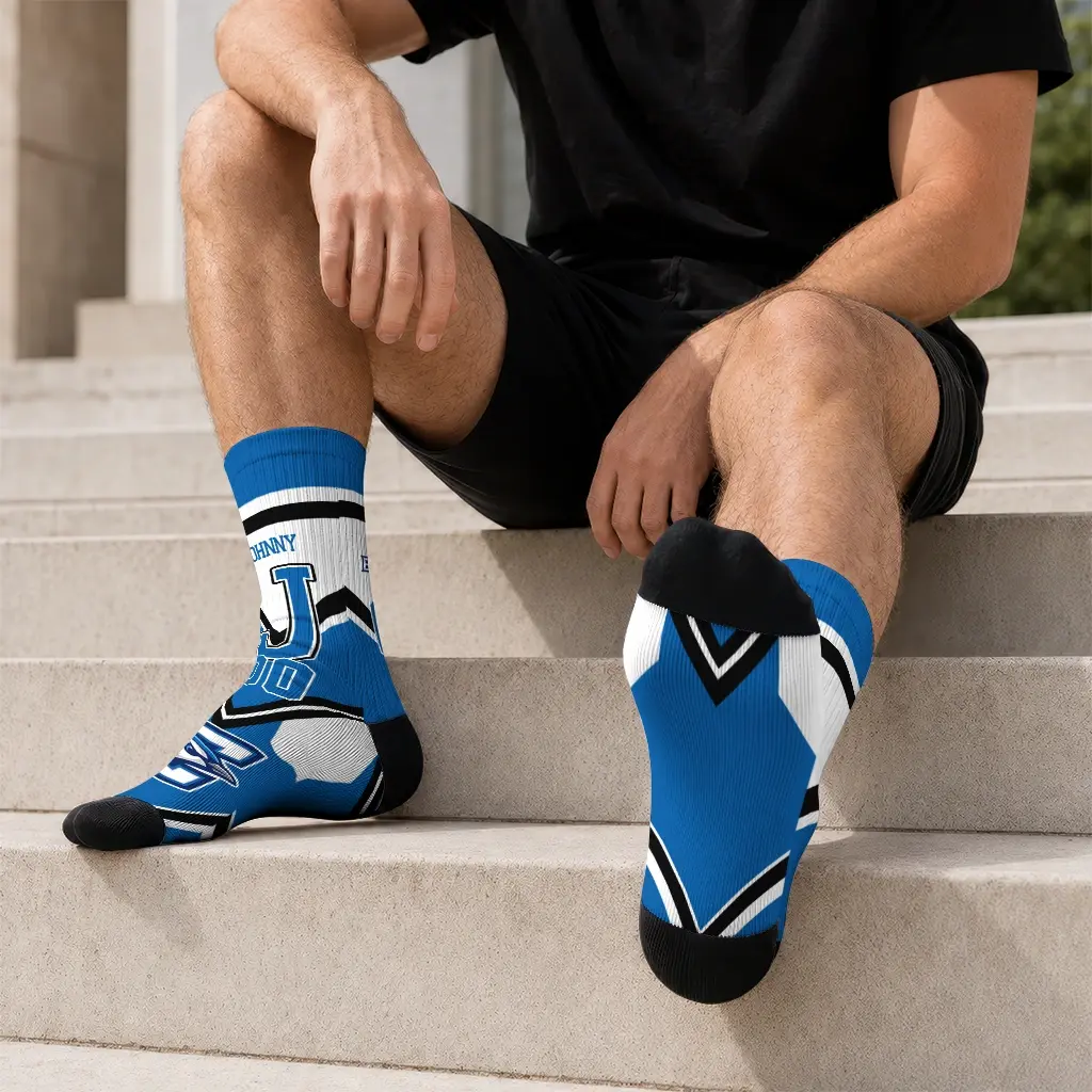 Creighton Bluejays Socks Customized Arrow Blocks Blue Latest Model Creighton Bluejays Socks Customized Arrow Blocks Blue Latest Model