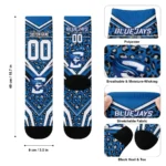 Creighton Bluejays Socks Customized Leopard Print Blue Black Best Selling