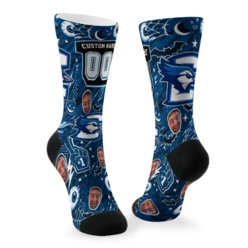 Creighton Bluejays Socks Customized Scattered Icons Blue Fashion Forward