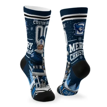 Creighton Bluejays Socks Customized Snowy Scene Blue White Fashion Forward