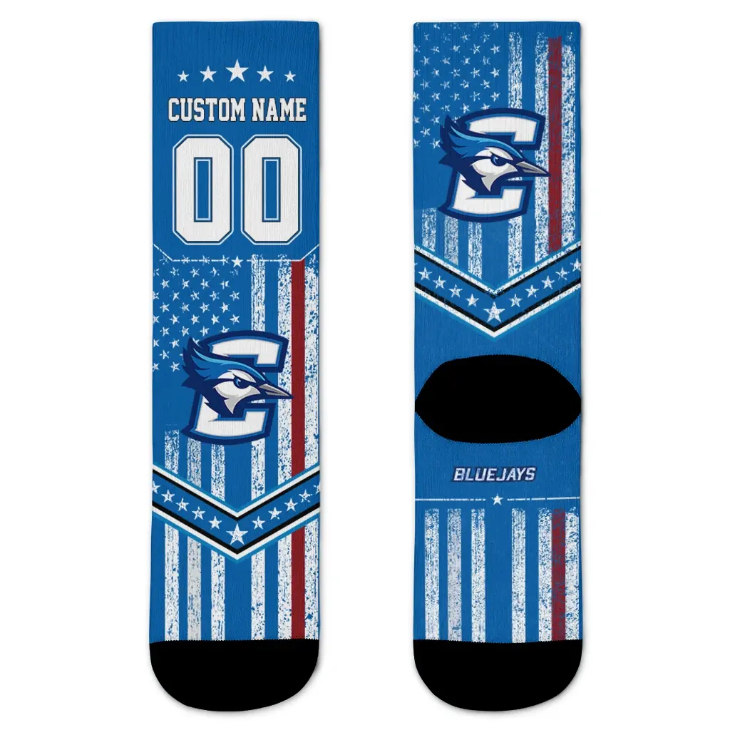 Creighton Bluejays Socks Customized Star Stripes Blue White Best Selling Creighton Bluejays Socks Customized Star Stripes Blue White Best Selling