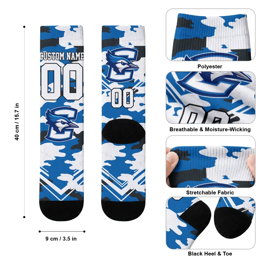 Creighton Bluejays Socks Customized Woodland Camo Blue High Quality Creighton Bluejays Socks Customized Woodland Camo Blue High Quality