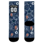 Dallas Cowboys Socks Custom Scattered Icons Blue Best Selling