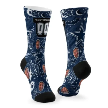 Dallas Cowboys Socks Custom Scattered Icons Blue Fashion Forward