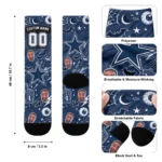 Dallas Cowboys Socks Custom Scattered Icons Blue Best Selling