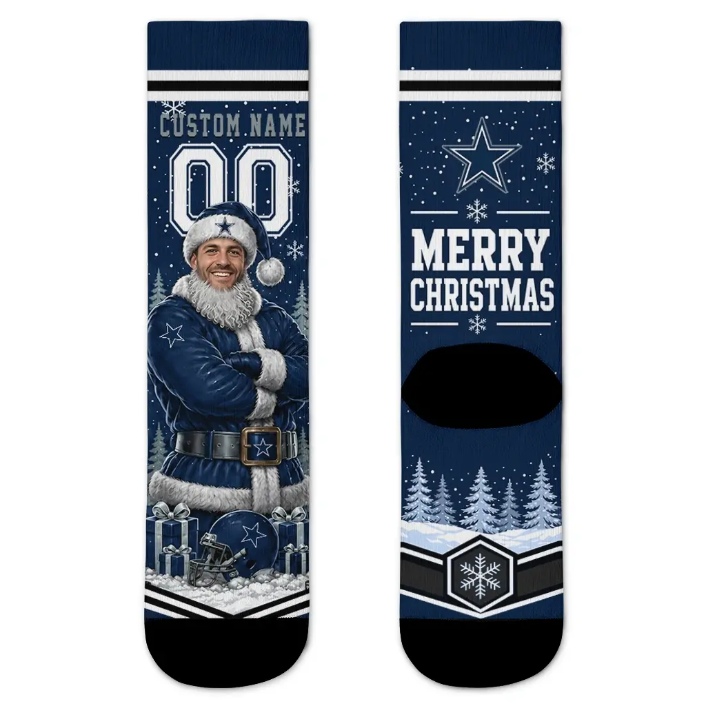 Dallas Cowboys Socks Customized Snowy Scene Blue White Best Selling Dallas Cowboys Socks Customized Snowy Scene Blue White Best Selling