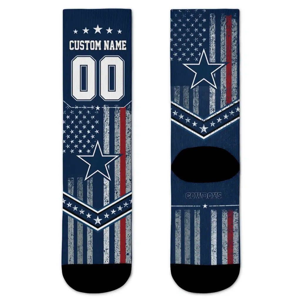 Dallas Cowboys Socks Customized Star Stripes Blue White Best Selling Dallas Cowboys Socks Customized Star Stripes Blue White Best Selling