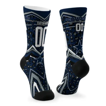 Dallas Cowboys Socks Personalized Leopard Print Blue Black Fashion Forward
