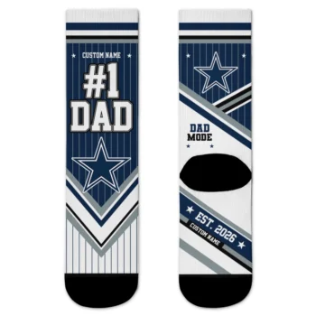 Dallas Cowboys Socks - Personalized Pinstripe Chevron Blue White