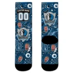Dallas Mavericks Socks Custom Scattered Icons Blue Best Selling