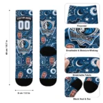 Dallas Mavericks Socks Custom Scattered Icons Blue Best Selling