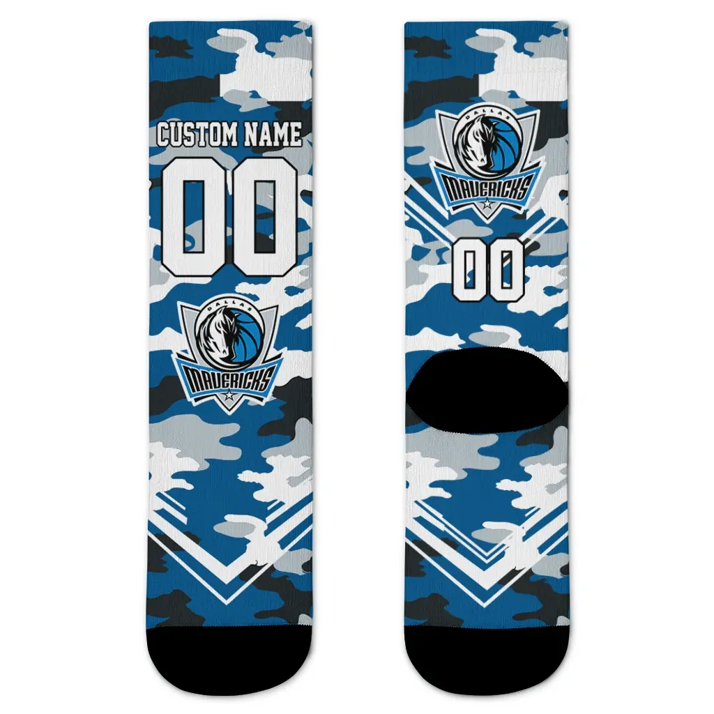 Dallas Mavericks Socks Custom Woodland Camo Blue Best Selling Dallas Mavericks Socks Custom Woodland Camo Blue Best Selling