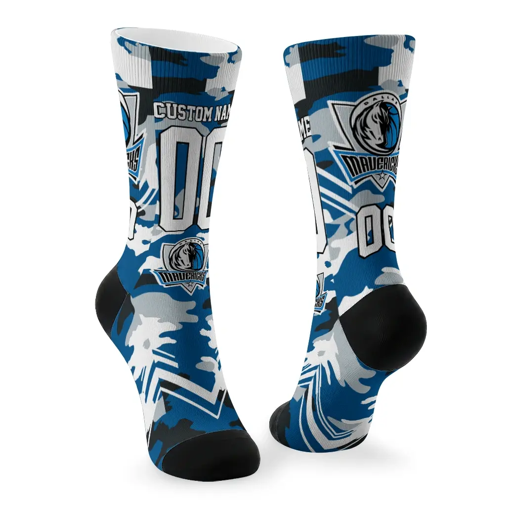 Dallas Mavericks Socks Custom Woodland Camo Blue Fashion Forward Dallas Mavericks Socks Custom Woodland Camo Blue Fashion Forward