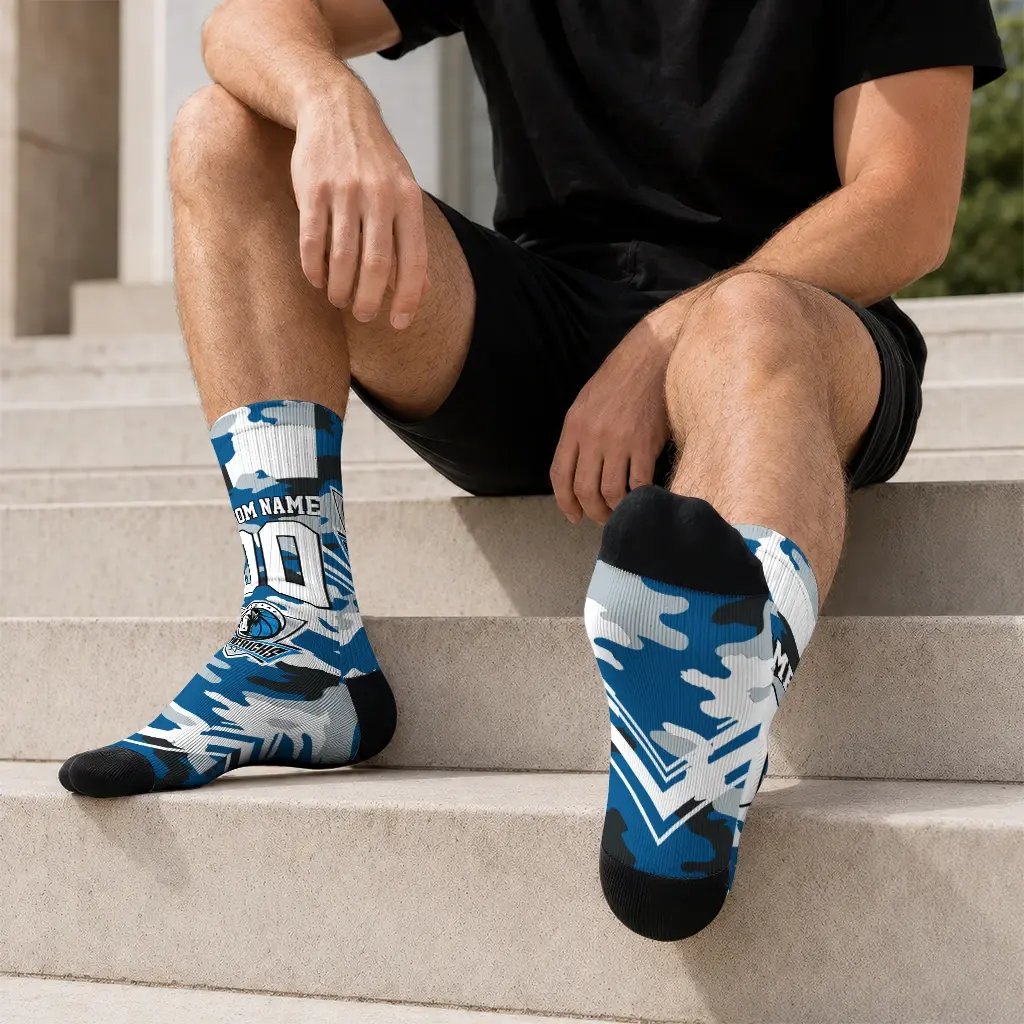 Dallas Mavericks Socks Custom Woodland Camo Blue Latest Model Dallas Mavericks Socks Custom Woodland Camo Blue Latest Model
