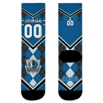 Dallas Mavericks Socks Customized Argyle Pattern Blue Best Selling