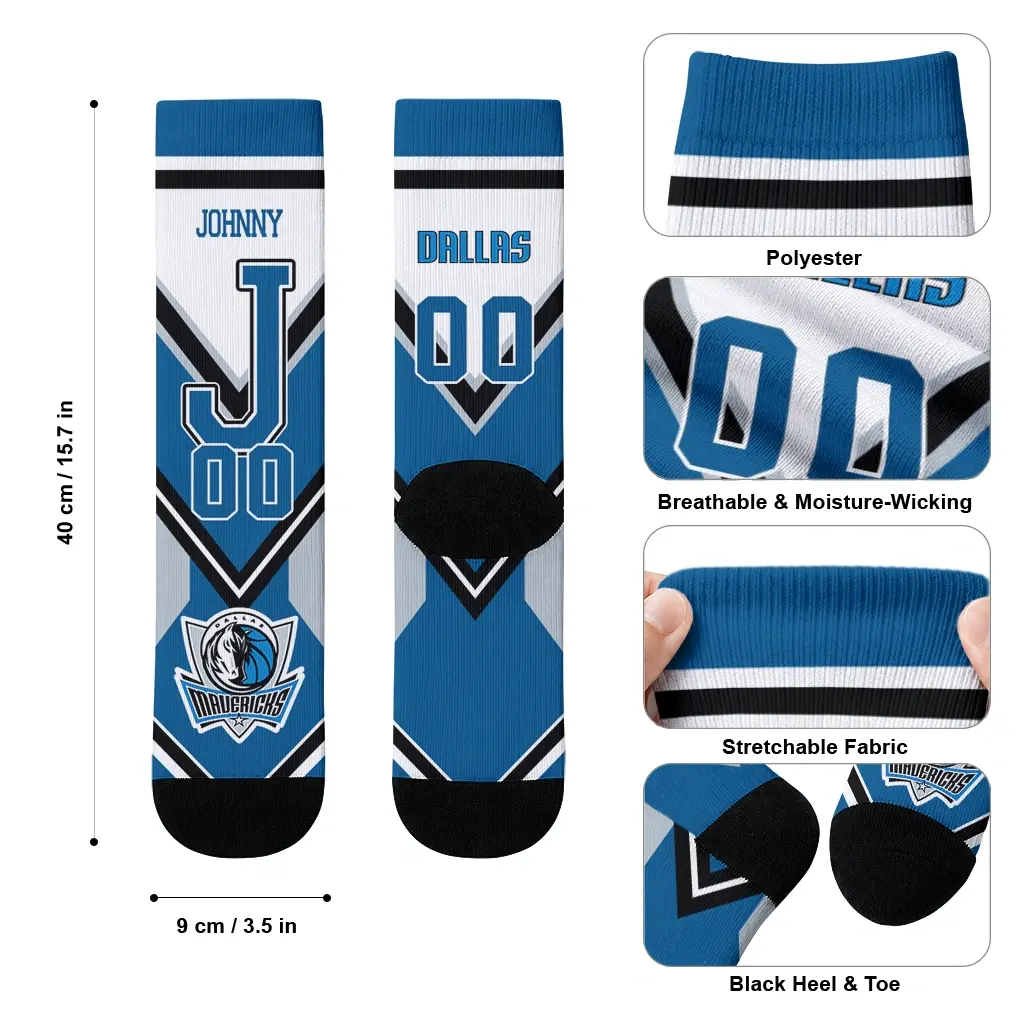 Dallas Mavericks Socks Personalized Arrow Blocks Blue High Quality Dallas Mavericks Socks Personalized Arrow Blocks Blue High Quality