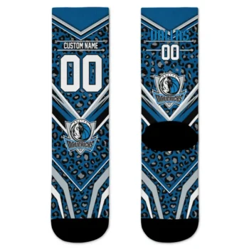 Dallas Mavericks Socks Personalized Leopard Print Blue Black Best Selling