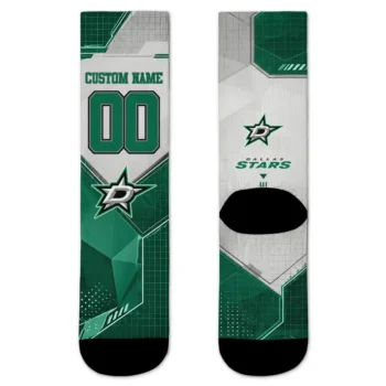 Dallas Stars Socks Custom Geometric Tech Green Best Selling