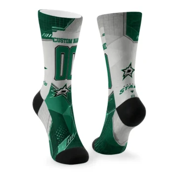 Dallas Stars Socks Custom Geometric Tech Green Fashion Forward