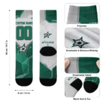 Dallas Stars Socks Custom Geometric Tech Green Best Selling