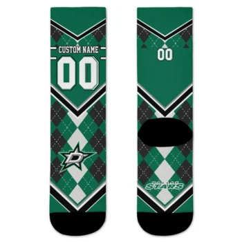 Dallas Stars Socks Customized Argyle Pattern Green Best Selling