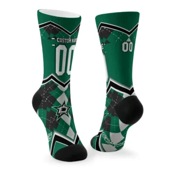 Dallas Stars Socks Customized Argyle Pattern Green Fashion Forward