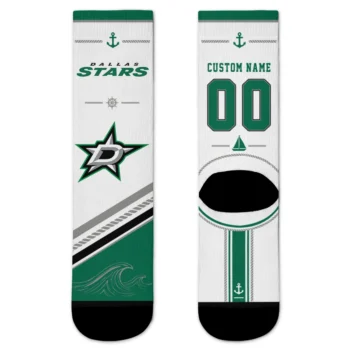Dallas Stars Socks - Customized Nautical Icons Green White