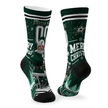 Dallas Stars Socks Customized Snowy Scene Green White Fashion Forward