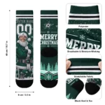 Dallas Stars Socks Customized Snowy Scene Green White Best Selling
