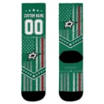 Dallas Stars Socks Customized Star Stripes Green White Best Selling
