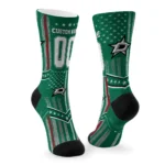 Dallas Stars Socks Customized Star Stripes Green White Best Selling