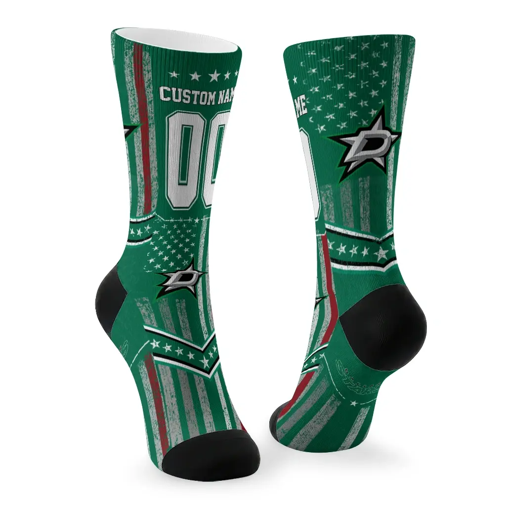 Dallas Stars Socks Customized Star Stripes Green White Fashion Forward Dallas Stars Socks Customized Star Stripes Green White Fashion Forward