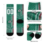 Dallas Stars Socks Customized Star Stripes Green White Best Selling