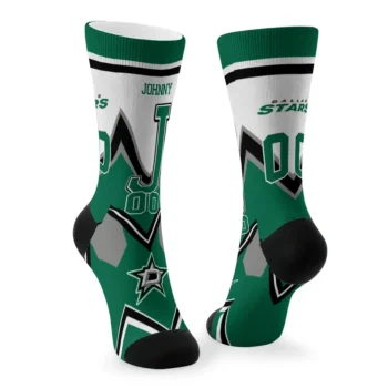 Dallas Stars Socks Personalized Arrow Blocks Green Fashion Forward