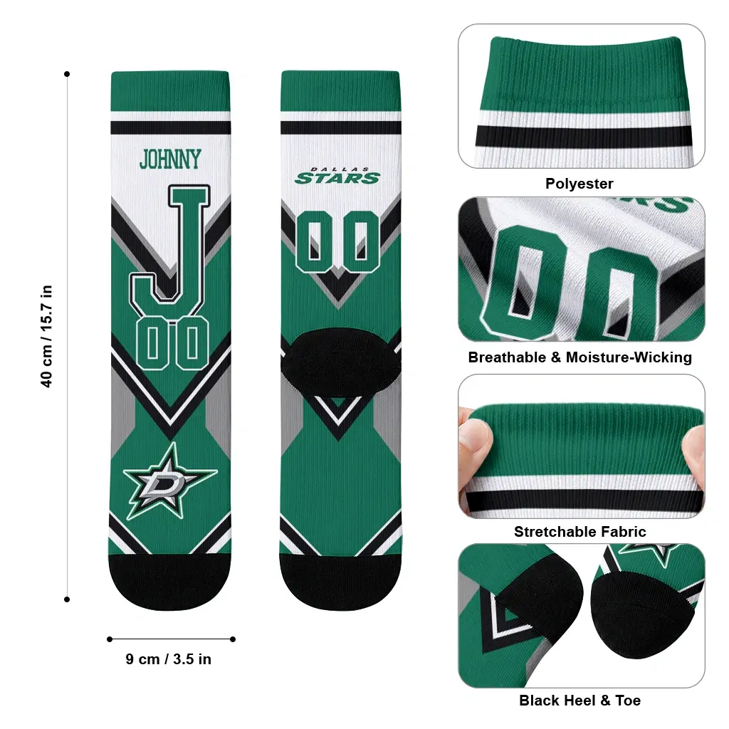 Dallas Stars Socks Personalized Arrow Blocks Green High Quality Dallas Stars Socks Personalized Arrow Blocks Green High Quality