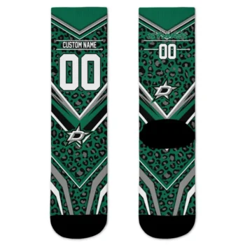 Dallas Stars Socks Personalized Leopard Print Green Black Best Selling