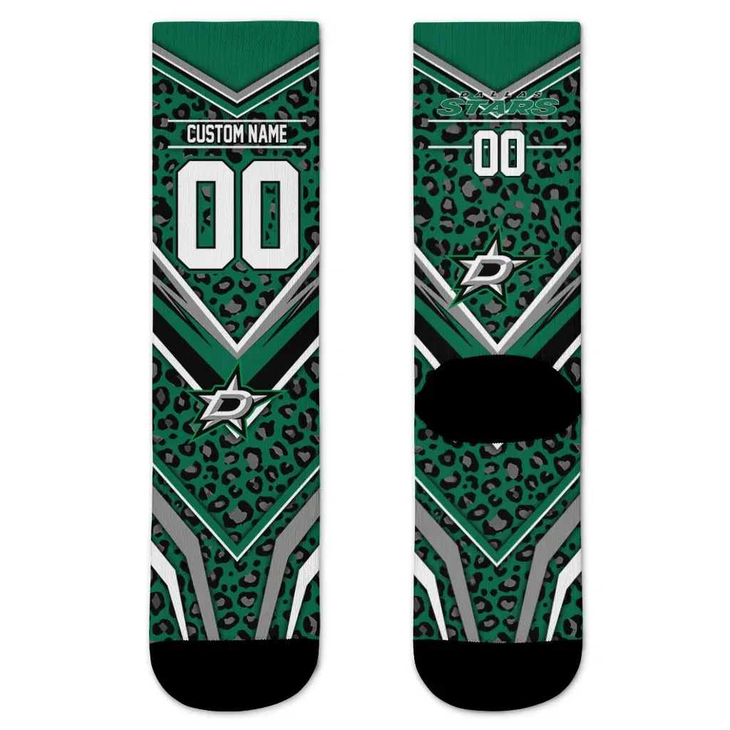 Dallas Stars Socks Personalized Leopard Print Green Black Best Selling Dallas Stars Socks Personalized Leopard Print Green Black Best Selling