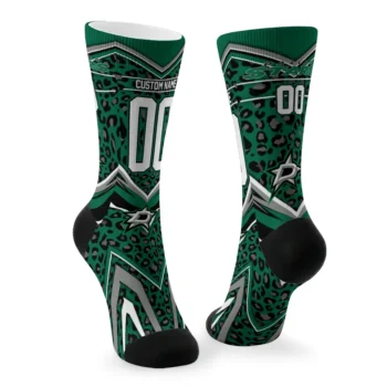 Dallas Stars Socks Personalized Leopard Print Green Black Fashion Forward
