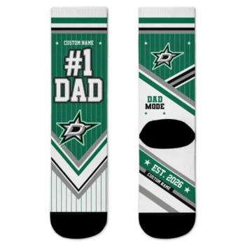 Dallas Stars Socks - Personalized Pinstripe Chevron Green White