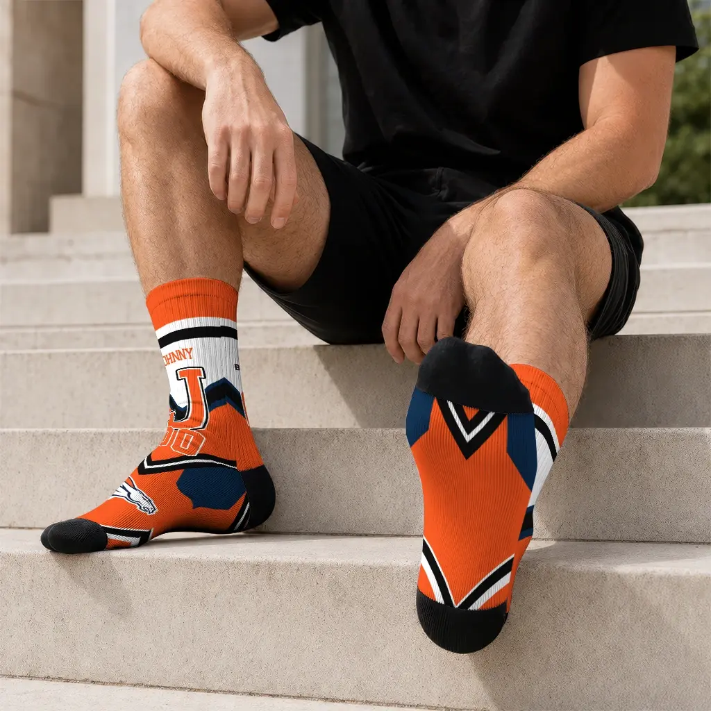 Denver Broncos Socks Custom Arrow Blocks Orange Latest Model Denver Broncos Socks Custom Arrow Blocks Orange Latest Model