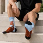 Denver Broncos Socks Customized Geometric Tech Orange Best Selling