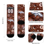 Denver Broncos Socks Customized Scattered Icons Orange Best Selling