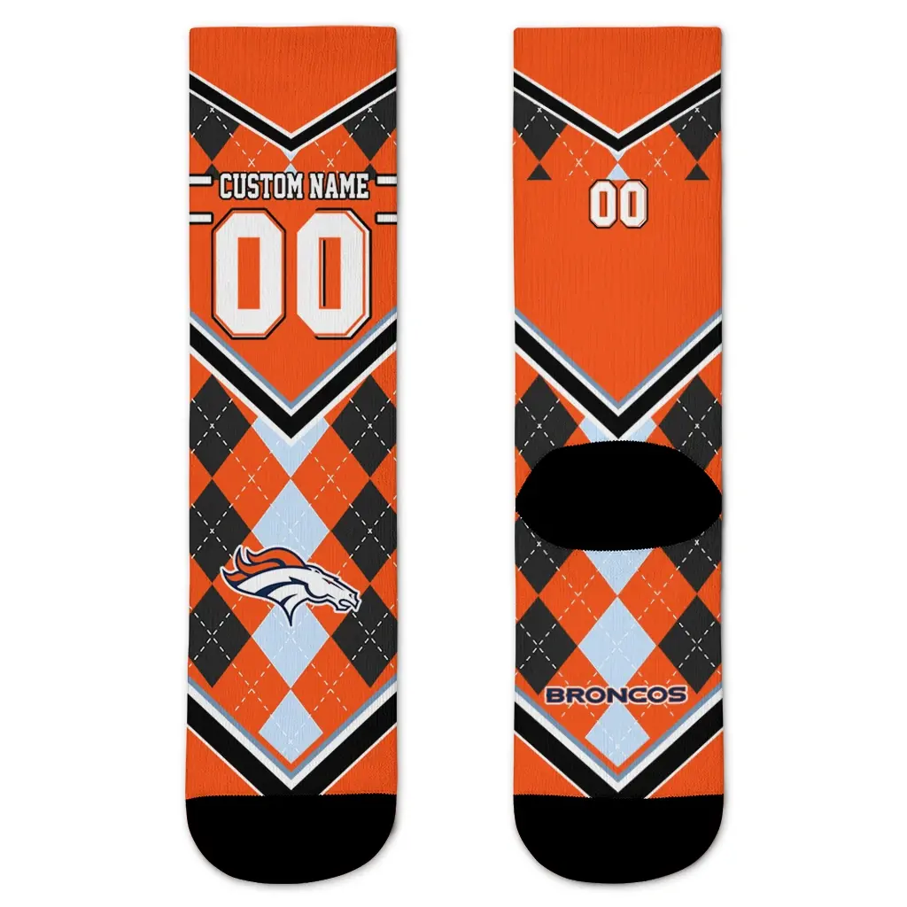 Denver Broncos Socks Personalized Argyle Pattern Orange Best Selling Denver Broncos Socks Personalized Argyle Pattern Orange Best Selling
