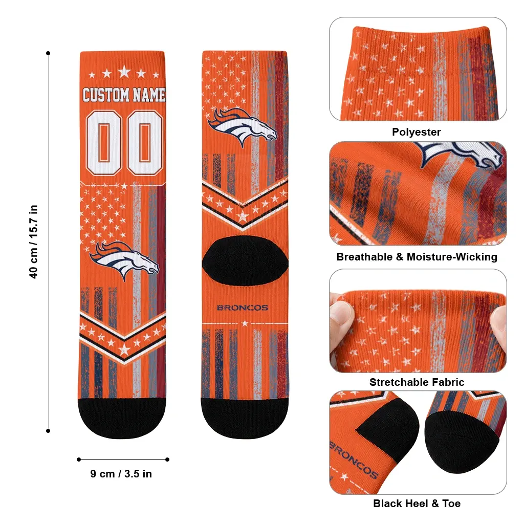 Denver Broncos Socks Personalized Star Stripes Orange White High Quality Denver Broncos Socks Personalized Star Stripes Orange White High Quality