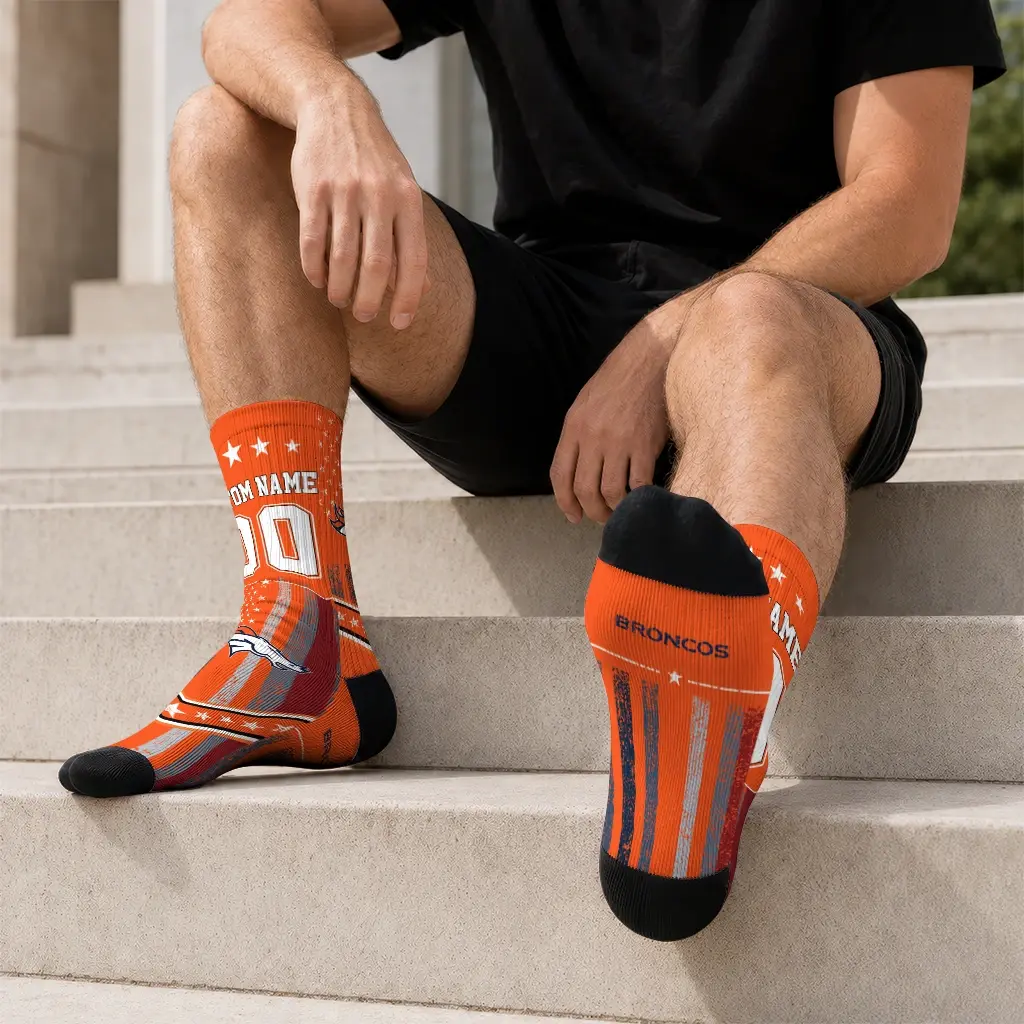 Denver Broncos Socks Personalized Star Stripes Orange White Latest Model Denver Broncos Socks Personalized Star Stripes Orange White Latest Model