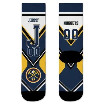 Denver Nuggets Socks Custom Arrow Blocks Blue Best Selling