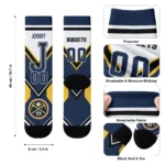Denver Nuggets Socks Custom Arrow Blocks Blue Best Selling