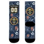 Denver Nuggets Socks Customized Scattered Icons Blue Best Selling