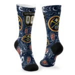 Denver Nuggets Socks Customized Scattered Icons Blue Best Selling