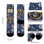 Denver Nuggets Socks Customized Scattered Icons Blue Best Selling
